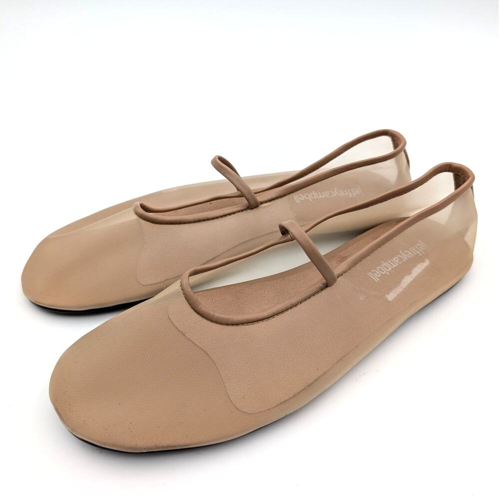 Jeffrey Campbell Mesh Mary Jane Swan Lake Ballet Flats Womens Natural Size US7.5